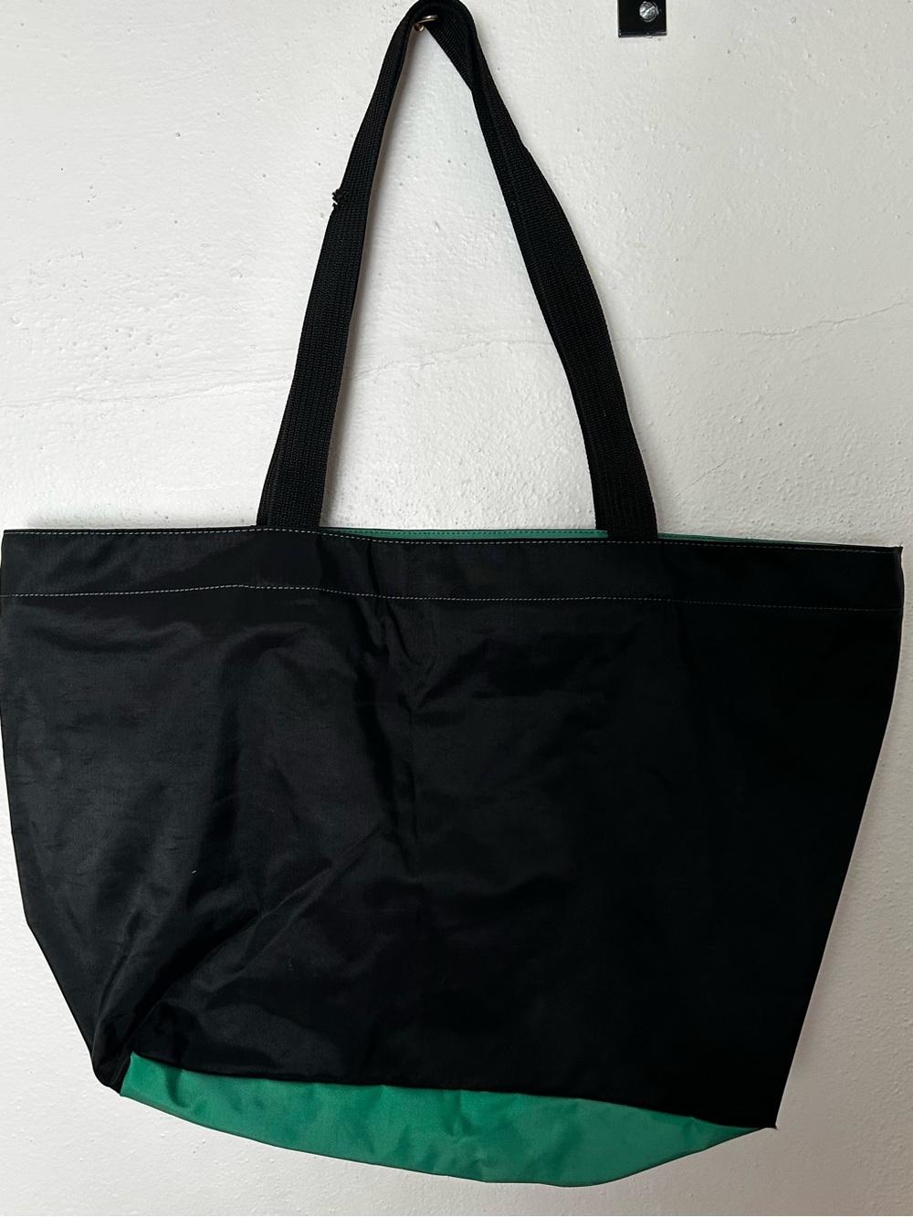 Herve Chapelier Nylon Green Black Tote Large Unisex Quiet Luxury Old Money